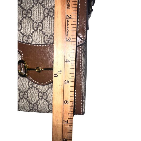 Gucci Horsebit Canvas & Leather Crossbody Bag 7.5x4.5 Inches Adjustable Strap - Picture 12 of 14